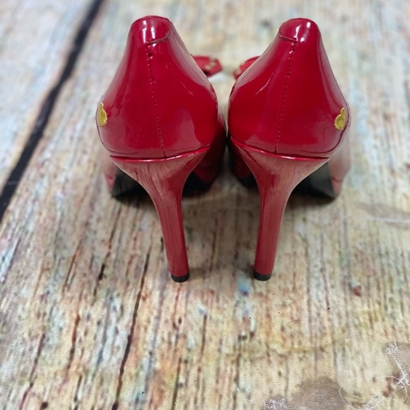 MOSCHINO EUC Red Patent Leather Studded Bow Pumps - Picture 15 of 16